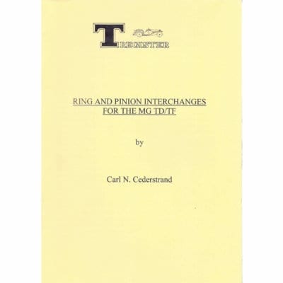 T Register Ring And Pinion Interchanges For the TD and TF